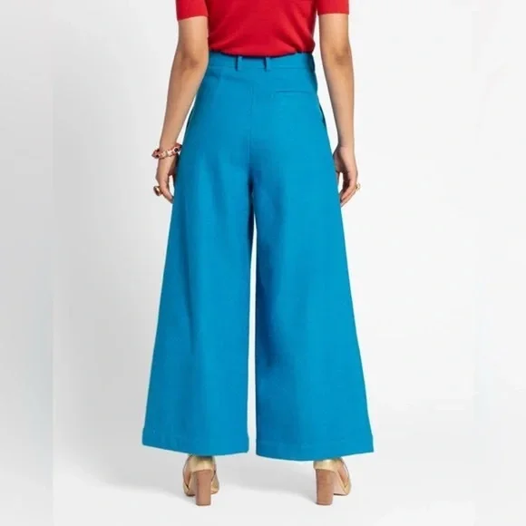 Frances Valentine Bossy Pant Wide Leg Wool Turquoise Size 4 NWT - Picture 3 of 9